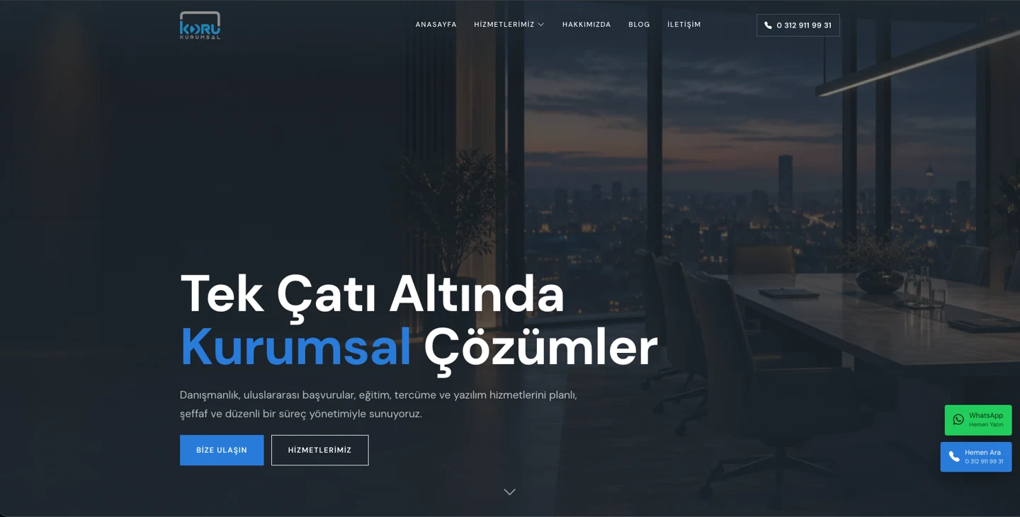 Koru Kurumsal web sitesi